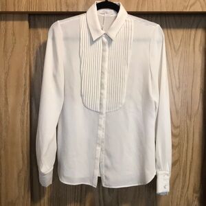 Anne Fontaine cream tuxedo style long sleeve blouse sz 40
